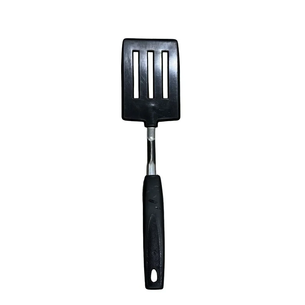 Vintage Unbranded Nylon Short 3 Slotted Spatula Turner Flipper 10” Black
